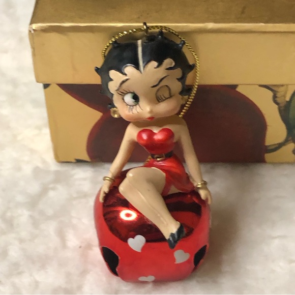 Vintage KFS/FS Betty Boop Red Bell W/Hearts Blue Figurine Ornament, Rare - Picture 5 of 10